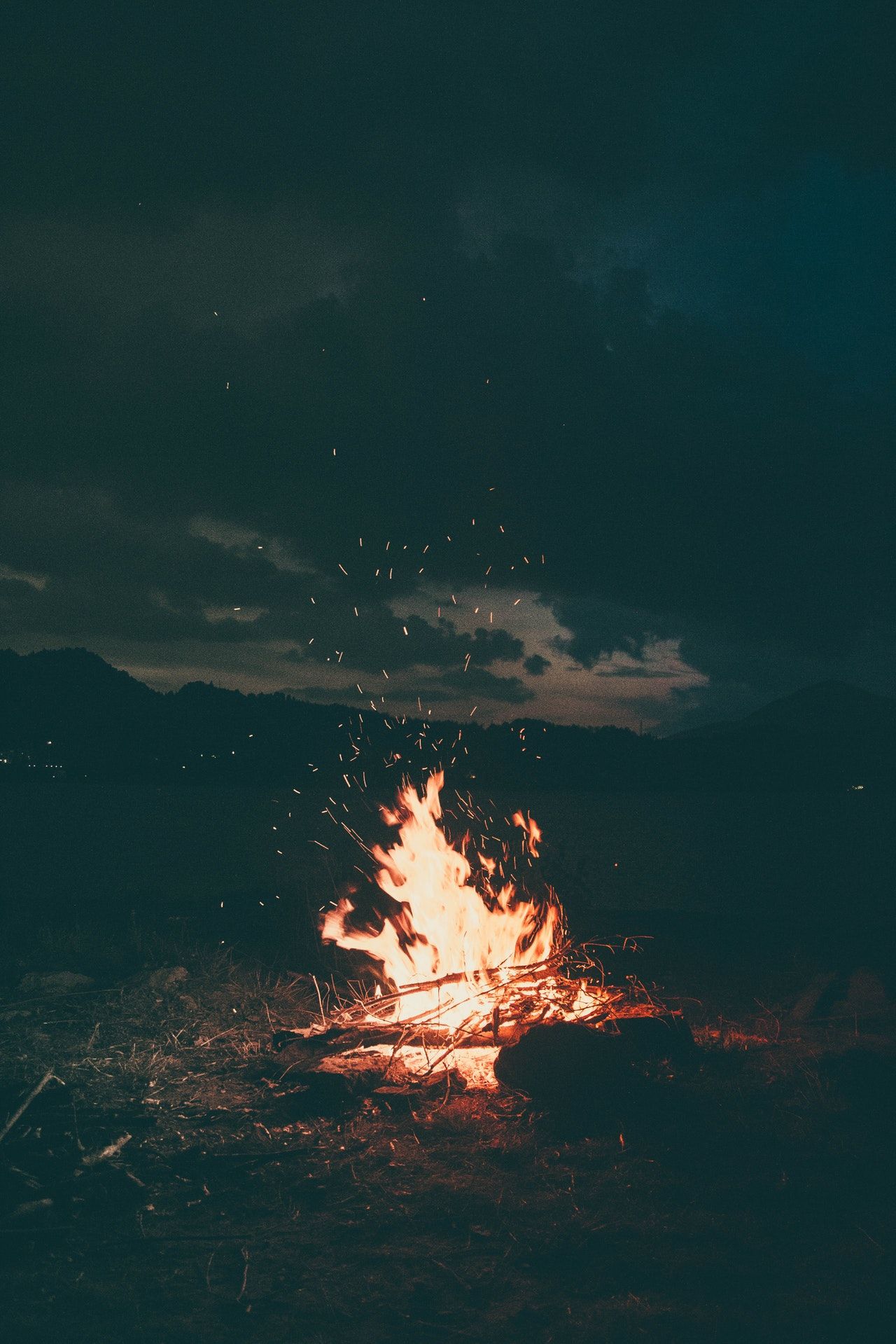 Fire burning in the desert