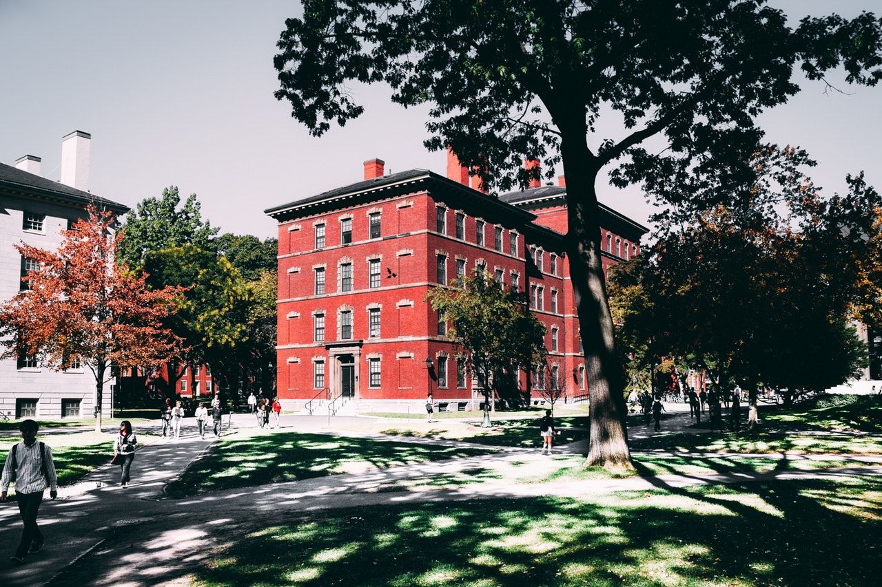 red building on college campus