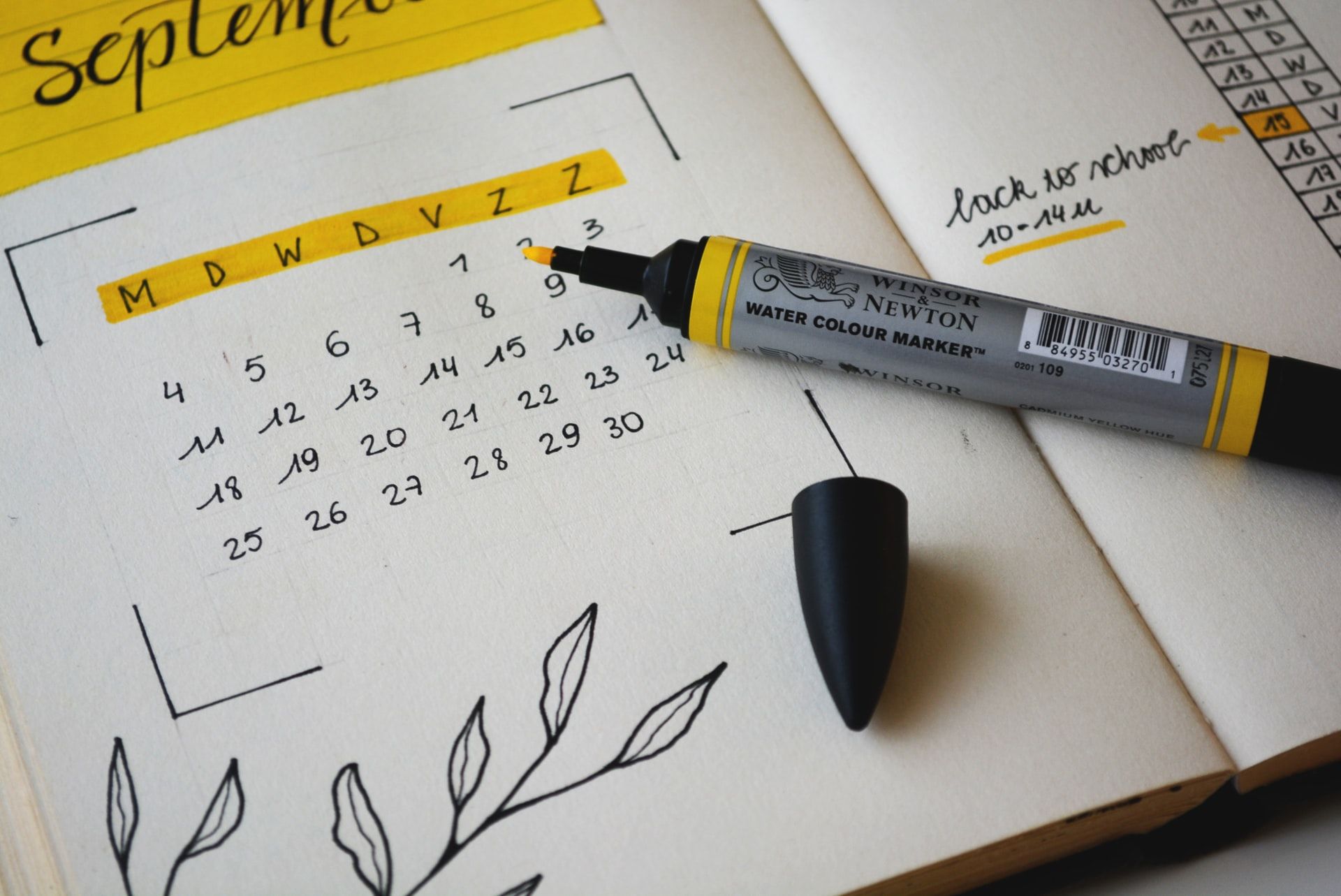calendar with yellow marker