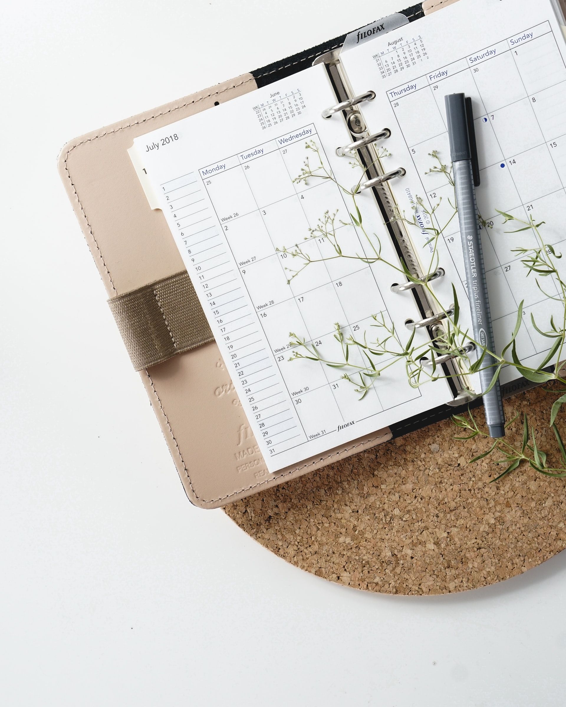 open calendar with pen