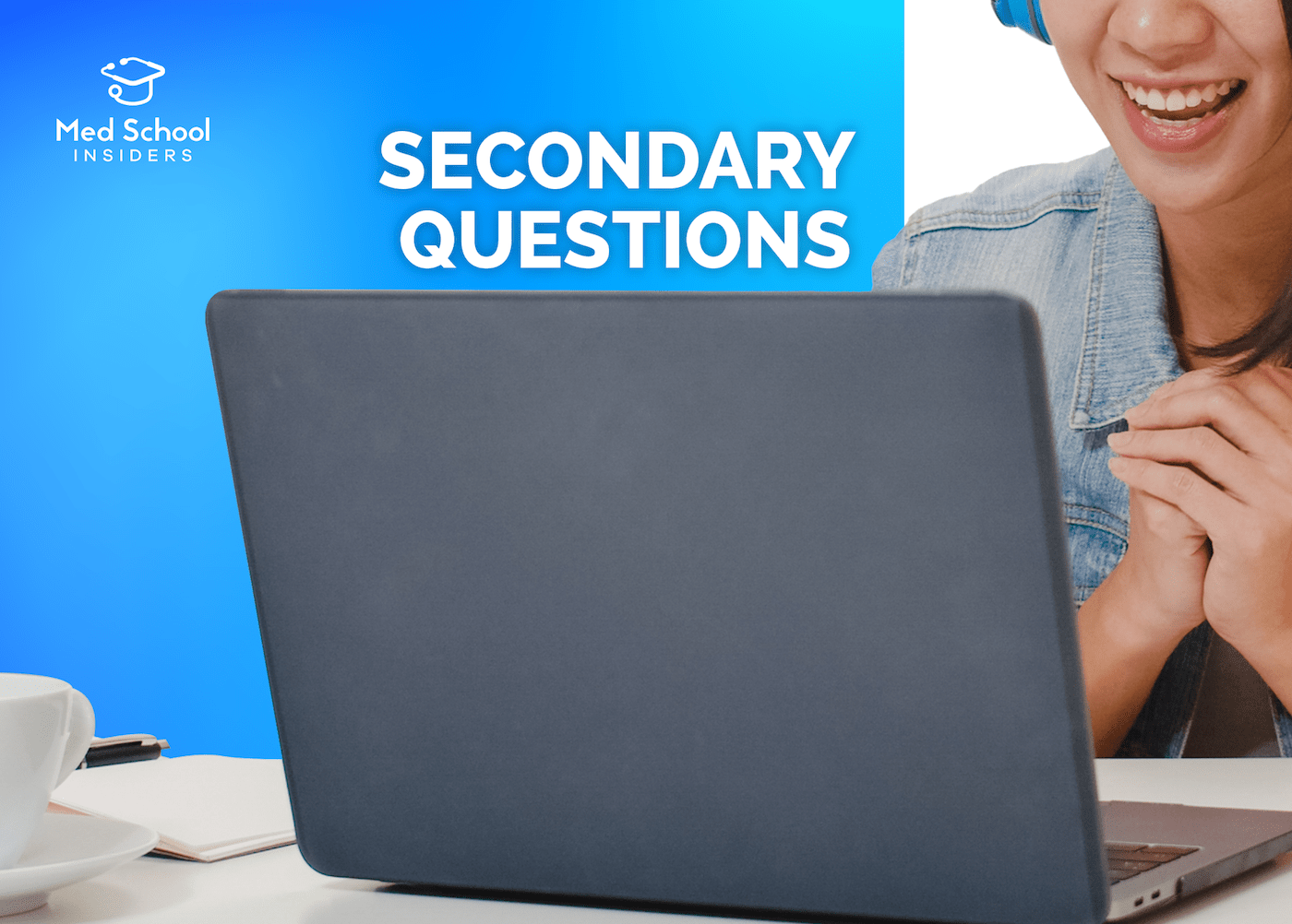 Secondary Questions person happy looking at computer screen