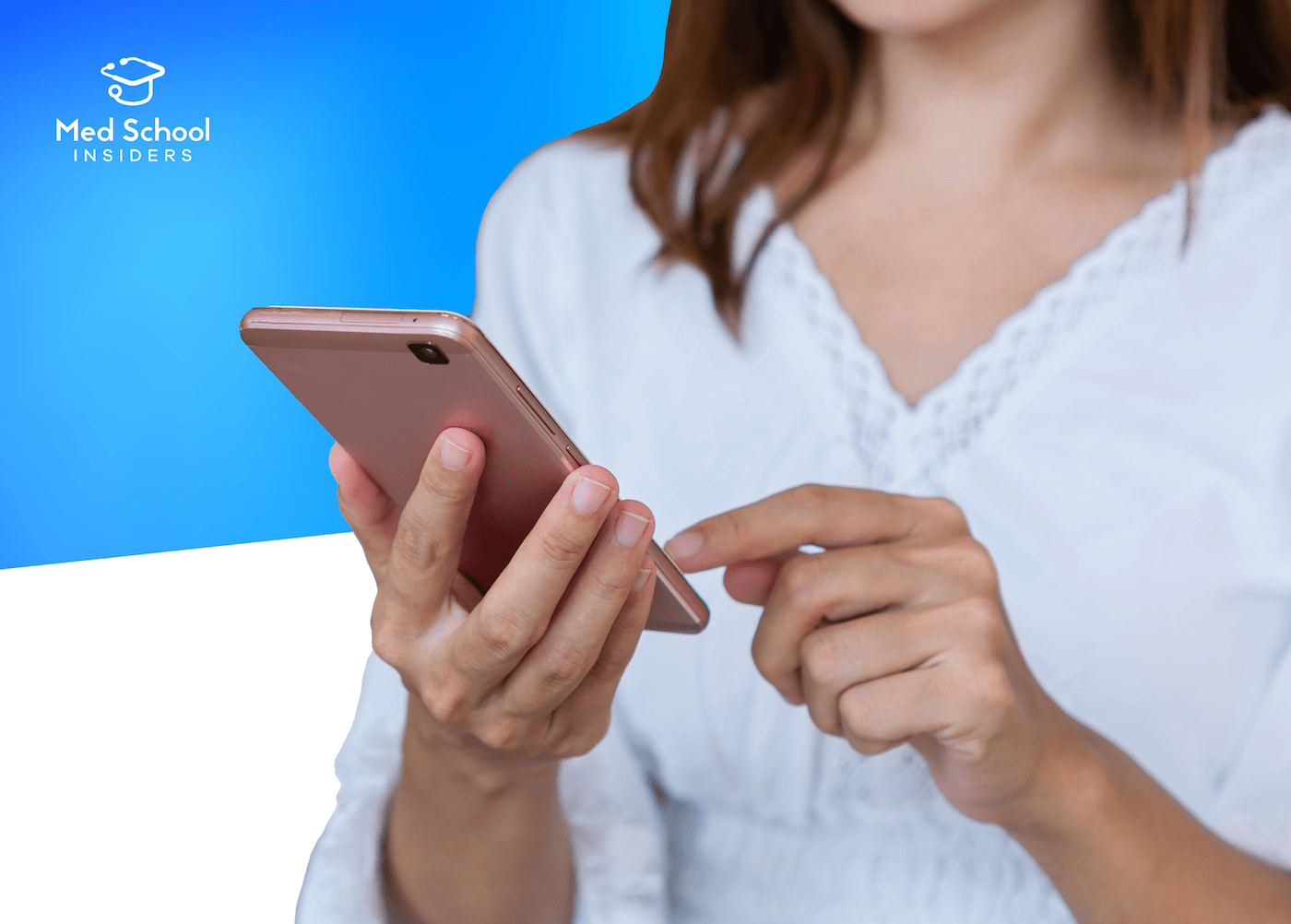 Woman using phone for Making Optimal MCAT Anki Cards