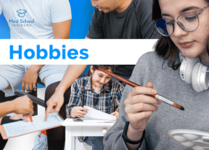 collage of student hobbies - painting, writing, gym - AMCAS Hobbies