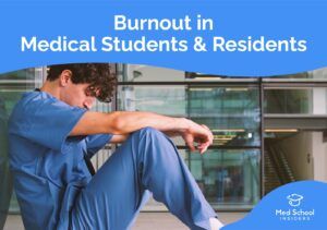 Medical student in scrubs sitting on the floor with head down, illustrating burnout and mental health challenges among medical students and residents.
