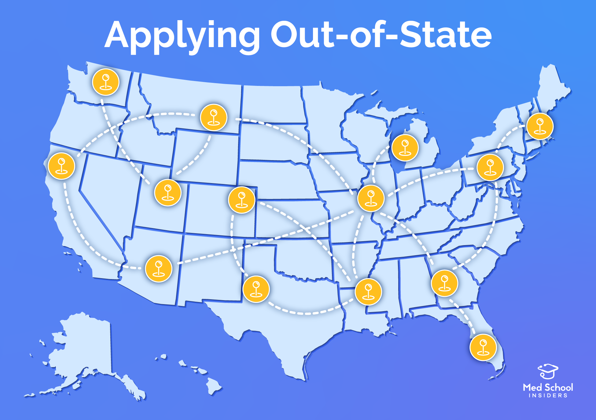 Map of the United States with pins.
