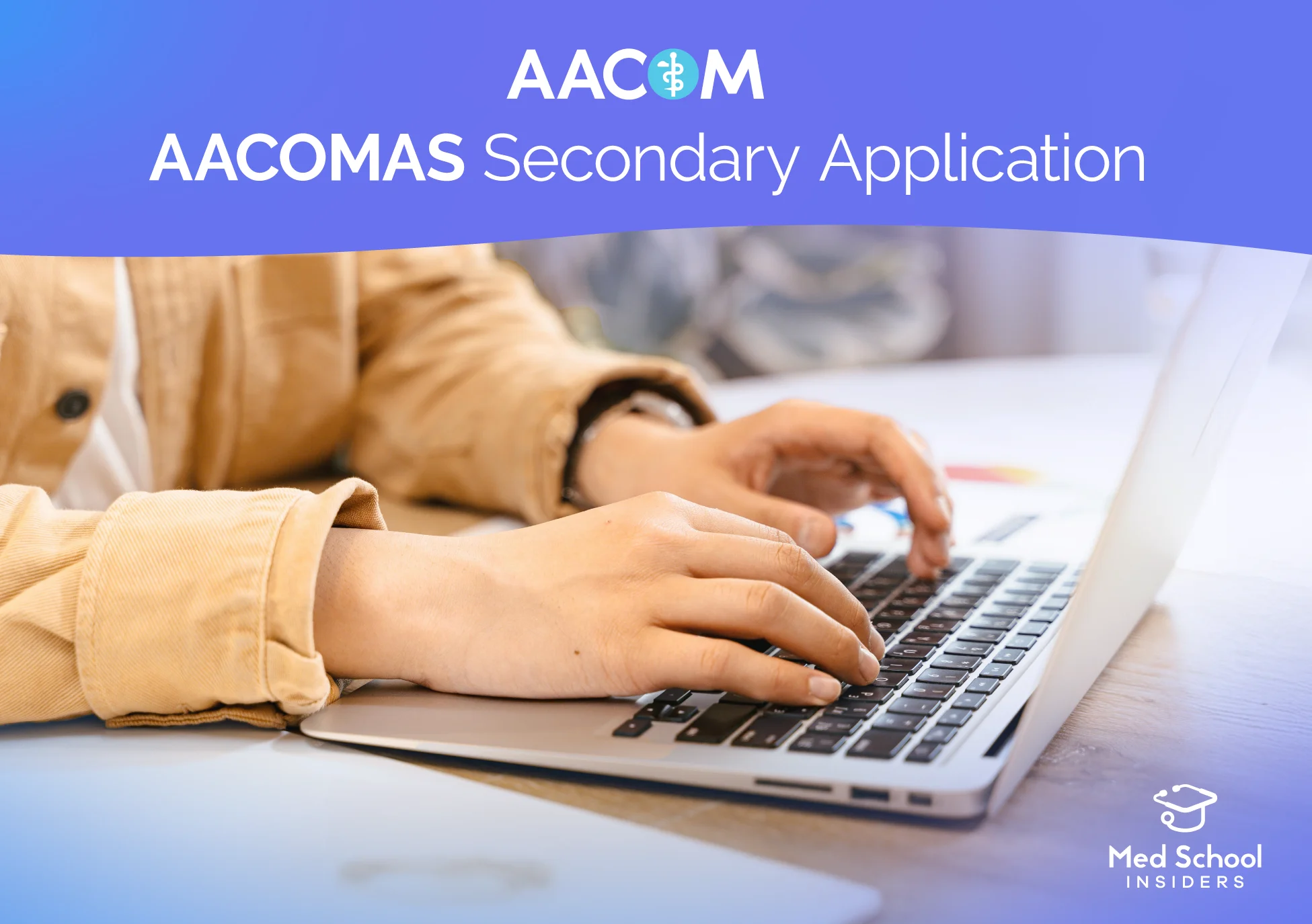 AACOMAS Secondary application. Woman typing on computer.