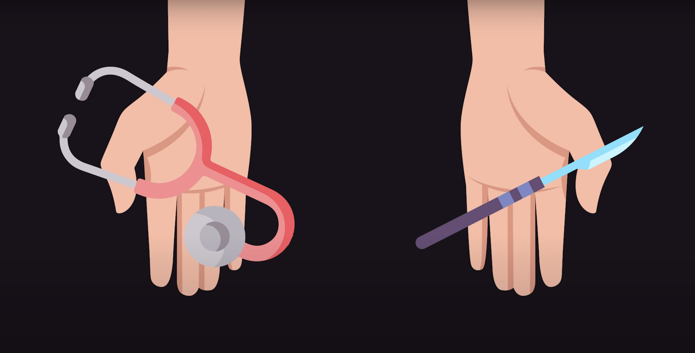 Doctor vs Surgeon - matrix had options between stethoscope or scalpel