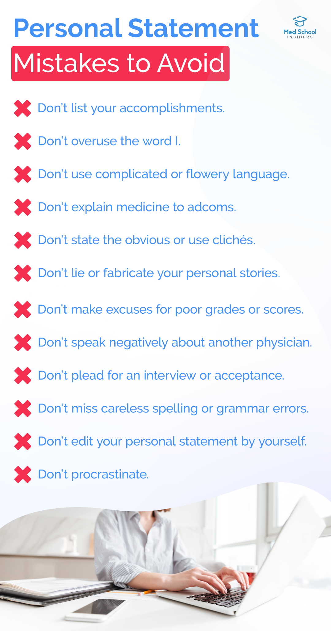 Personal Statement Mistakes to Avoid list
