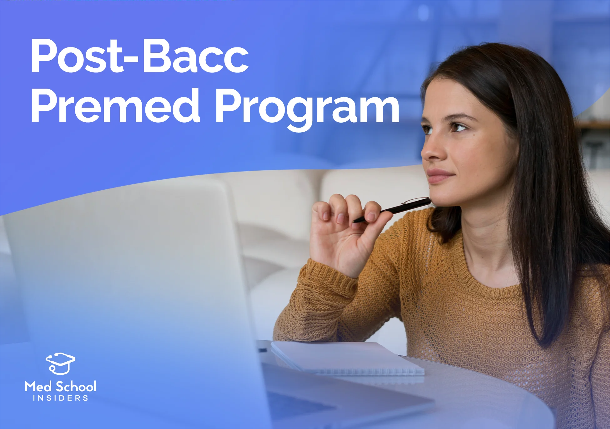 How to Choose a Post-baccalaureate Program. Woman thinking while being at her computer