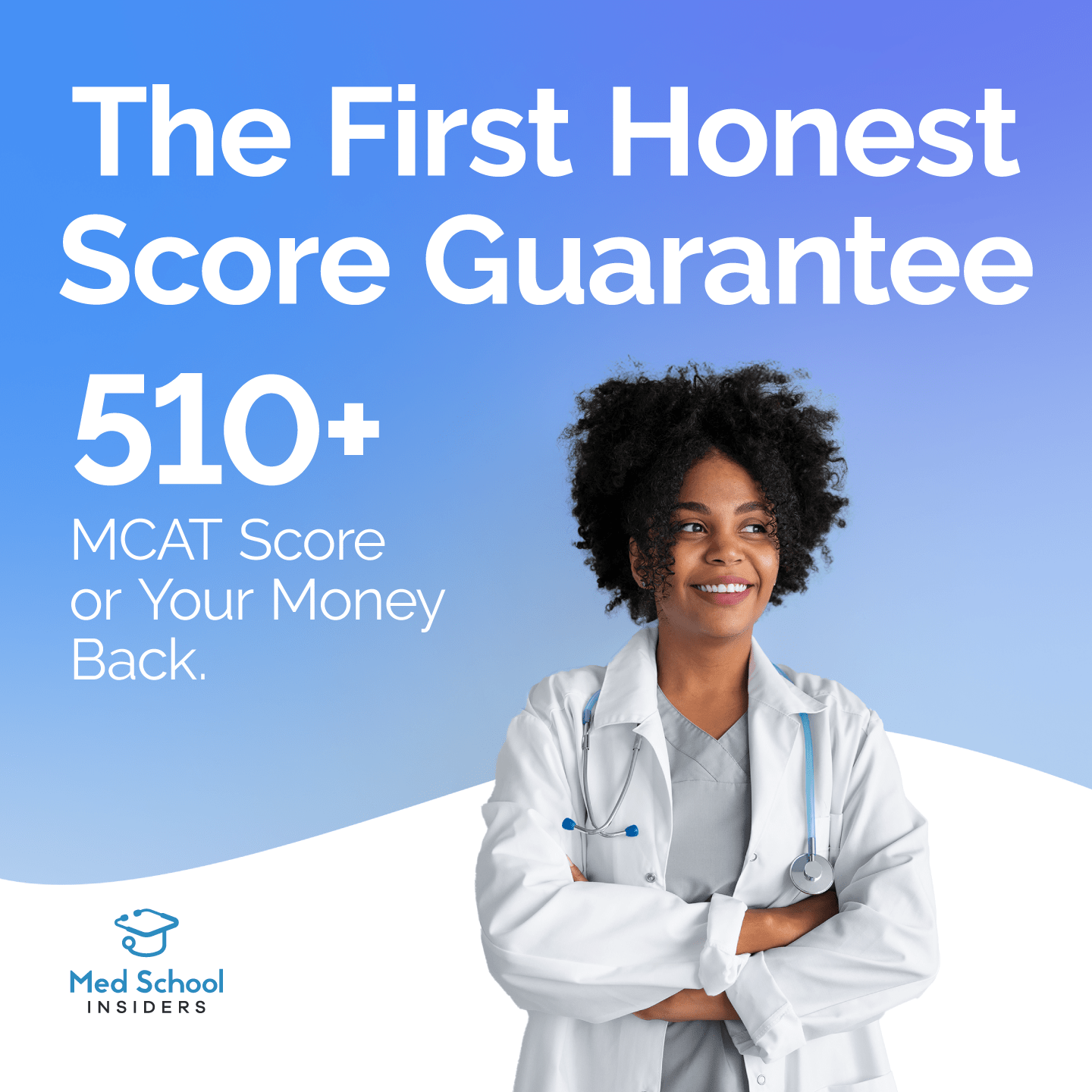 MCAT Course Honest Score Guarantee - Premed in lab coat