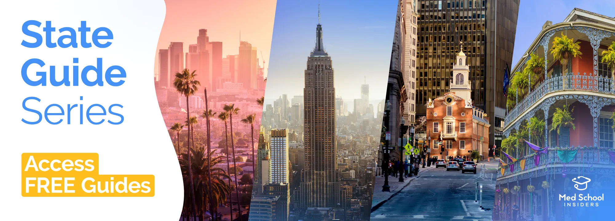 Images of different United States cities.