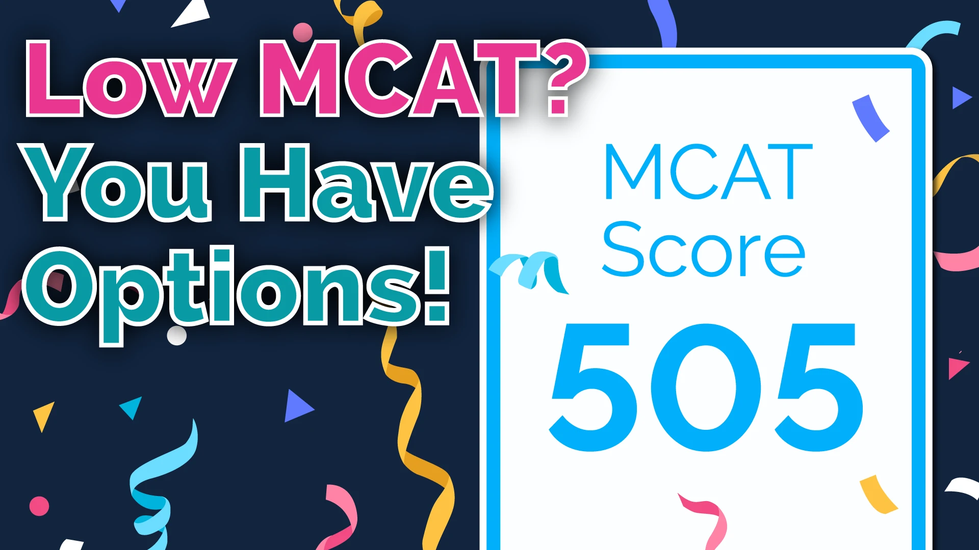 Illustration of a paper showing a 505 MCAT Score surrounded by conffeti