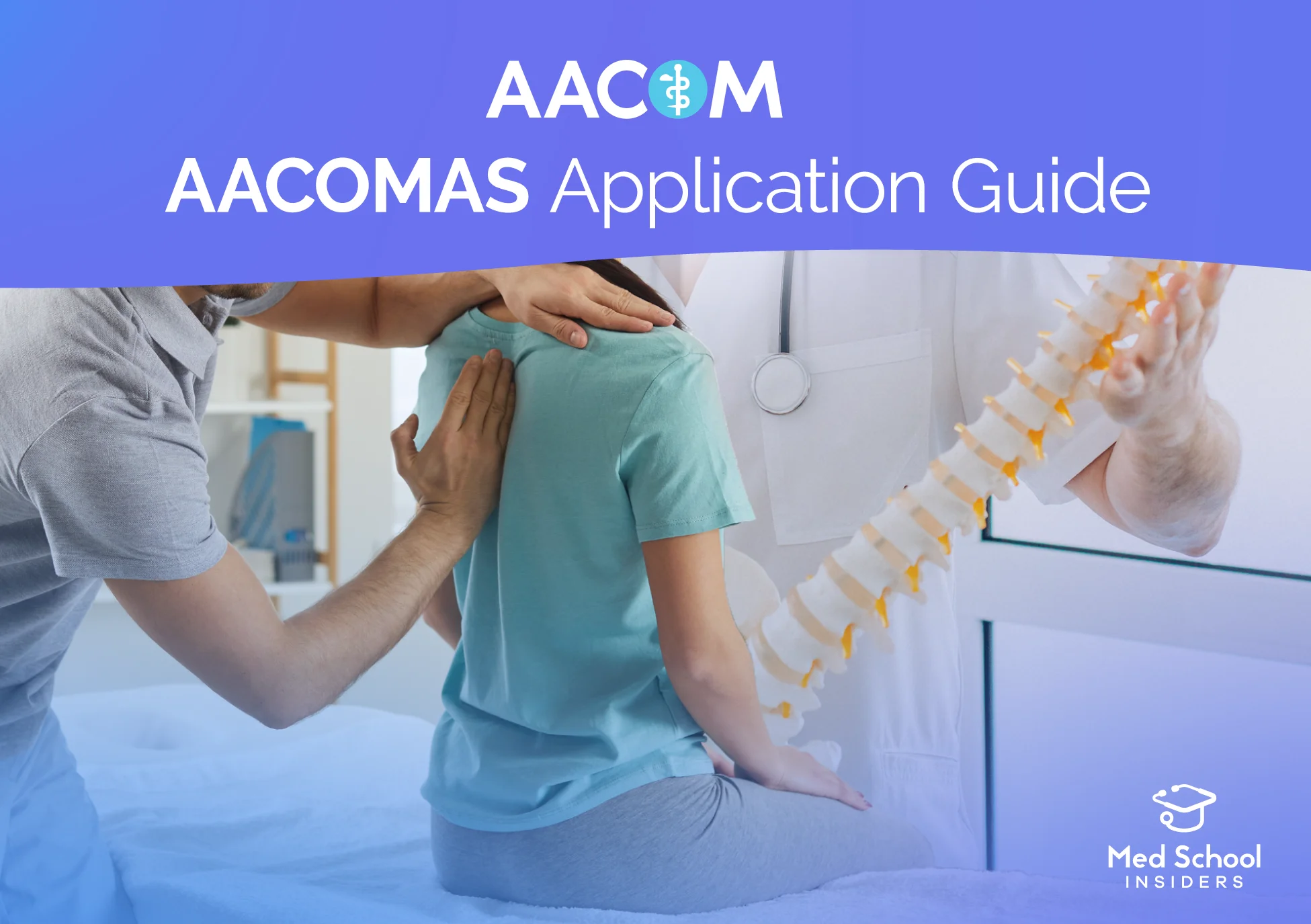 Image showing an osteopath working and another one holding a human spine model