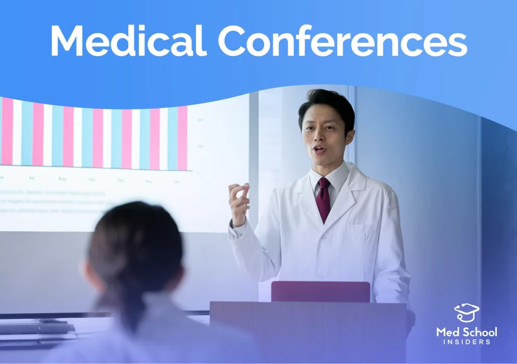 Young man giving speech at a medical conference.