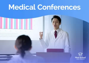 Young man giving speech at a medical conference.