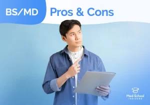 BS/MD Pros and cons. Asian young man thinking