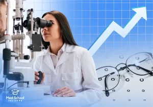 Ophthalmologist checking patient.