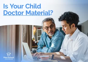 Is your child doctor material? Picture of a parent with his son.