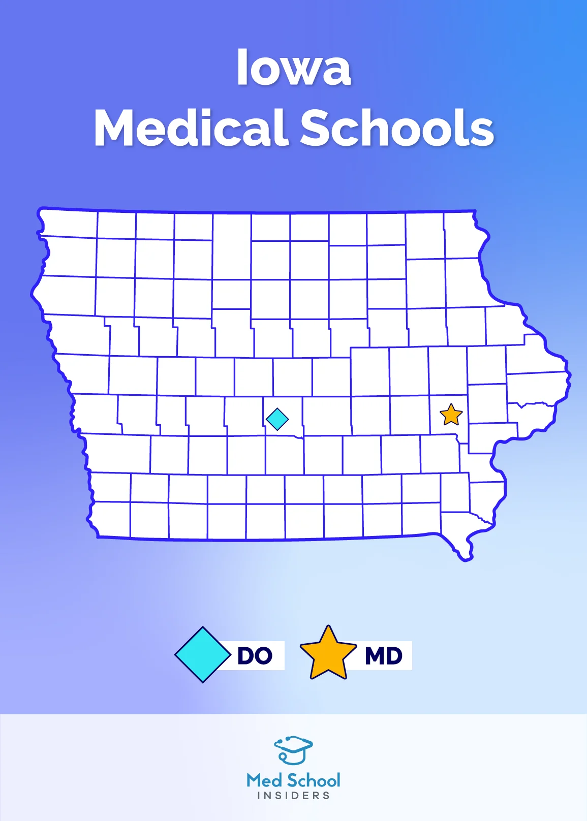 Map of Iowa medical schools
