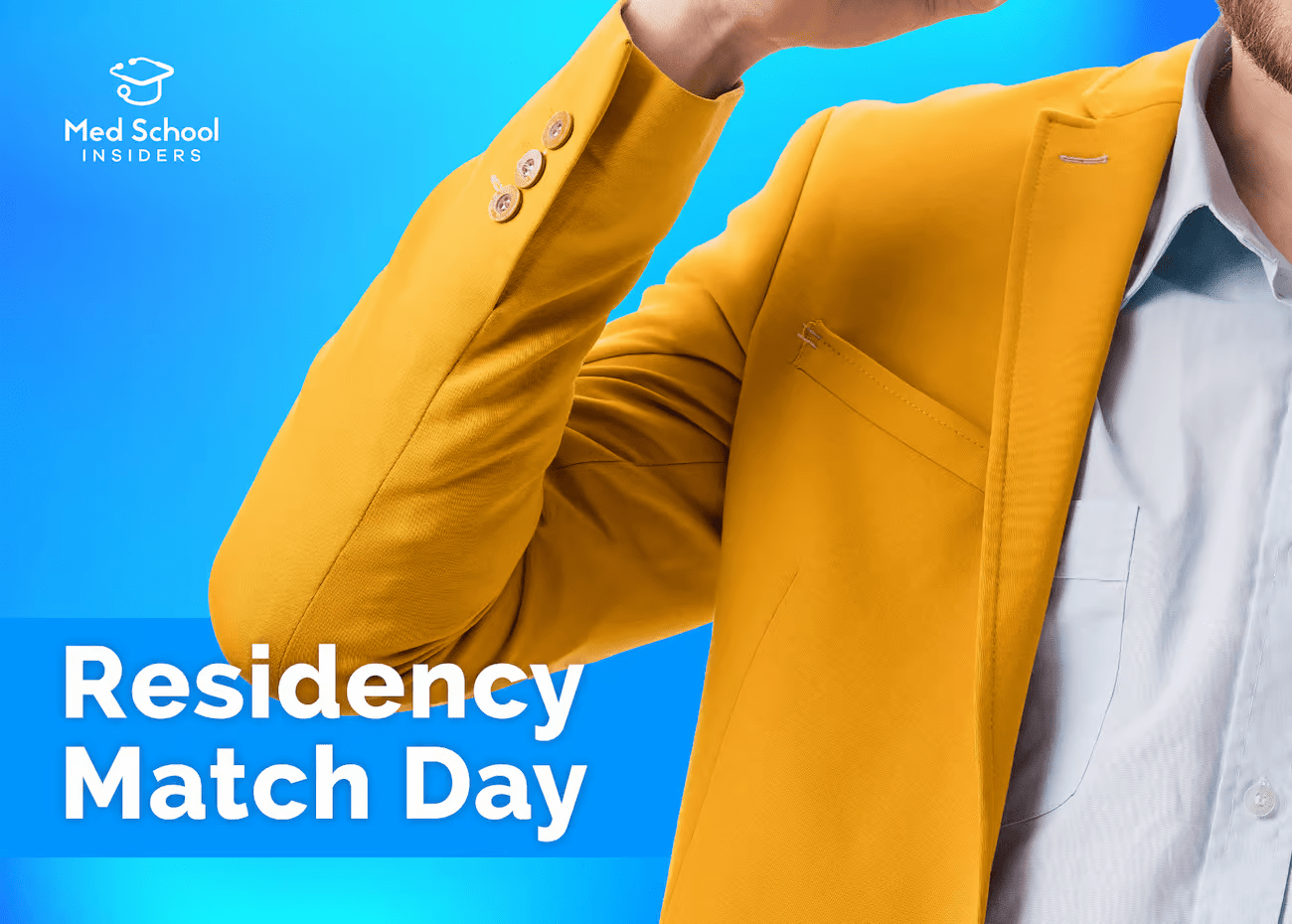Medical student in yellow jacket opening residency match results on Match Day