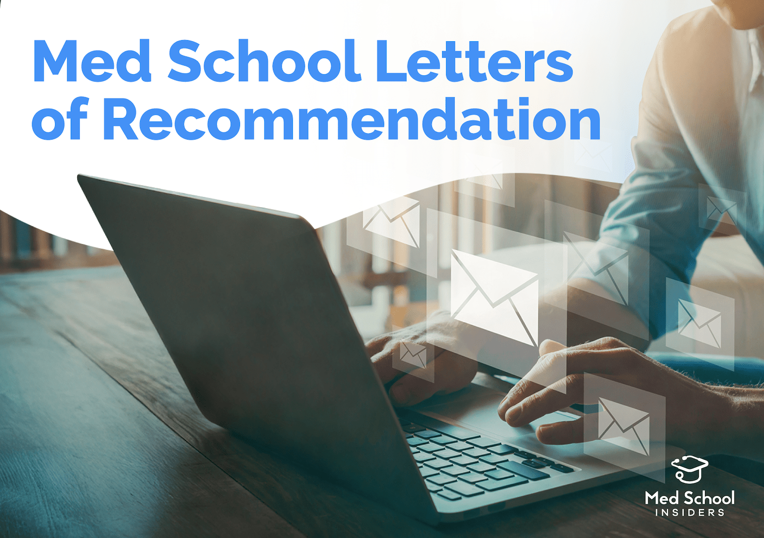 Applicant typing on a laptop representing preparation of medical school letters of recommendation