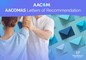 Healthcare professionals interacting with envelopes representing submission of letters of recommendation through AACOMAS