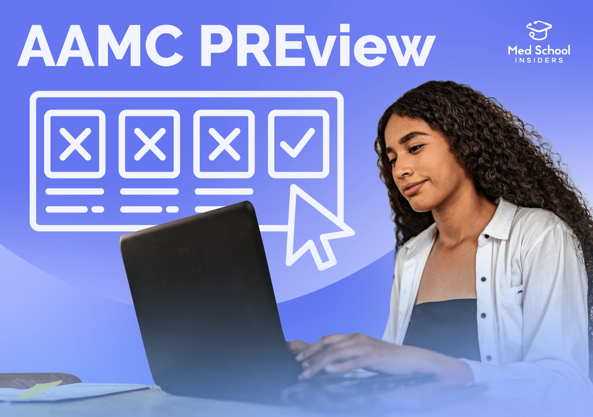 Applicant completing online situational judgment questions for the AAMC PREview exam on a laptop