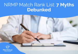 Doctor writing on a clipboard representing how applicants evaluate and rank residency programs for the NRMP Match.