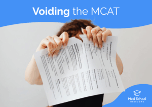 Student tearing up an exam paper representing voiding an MCAT test attempt and canceling scores.
